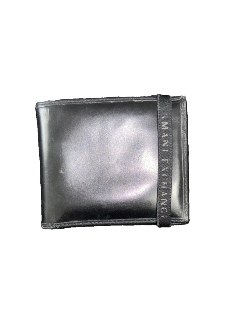 Armani Exchange Black Leather Wallet with Branded Strap